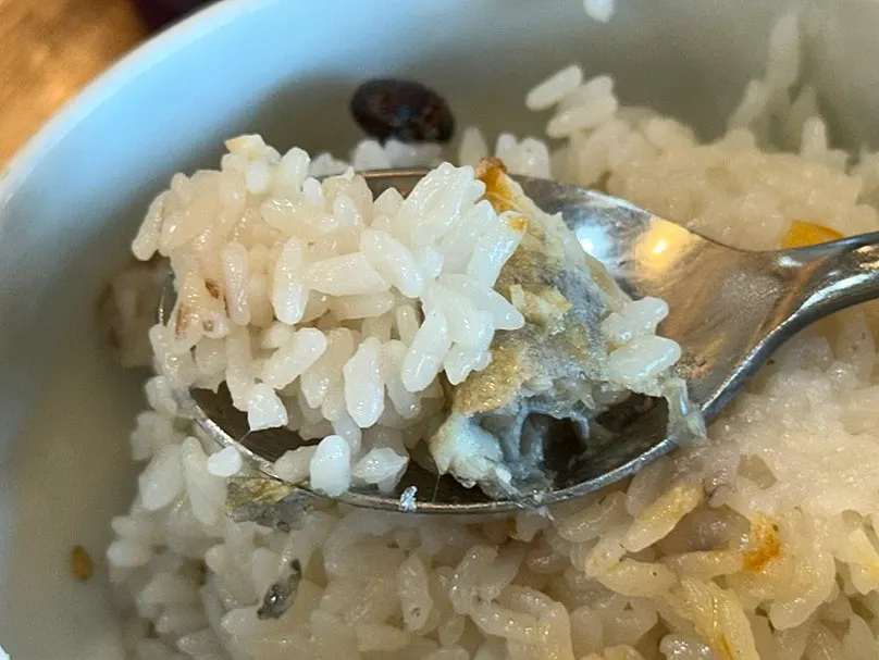 Fish flesh and rice set aside for the kids