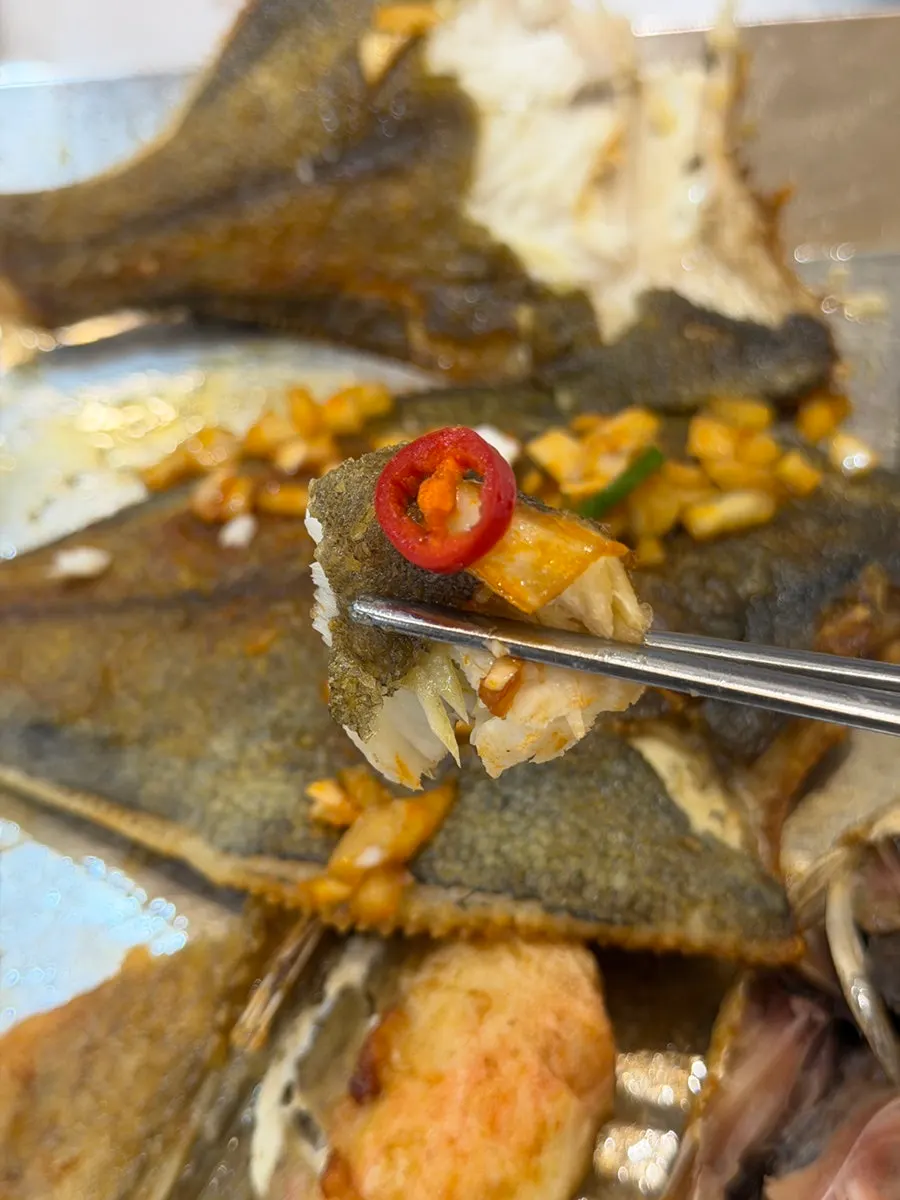 Plump grilled gurnard or bottom cod