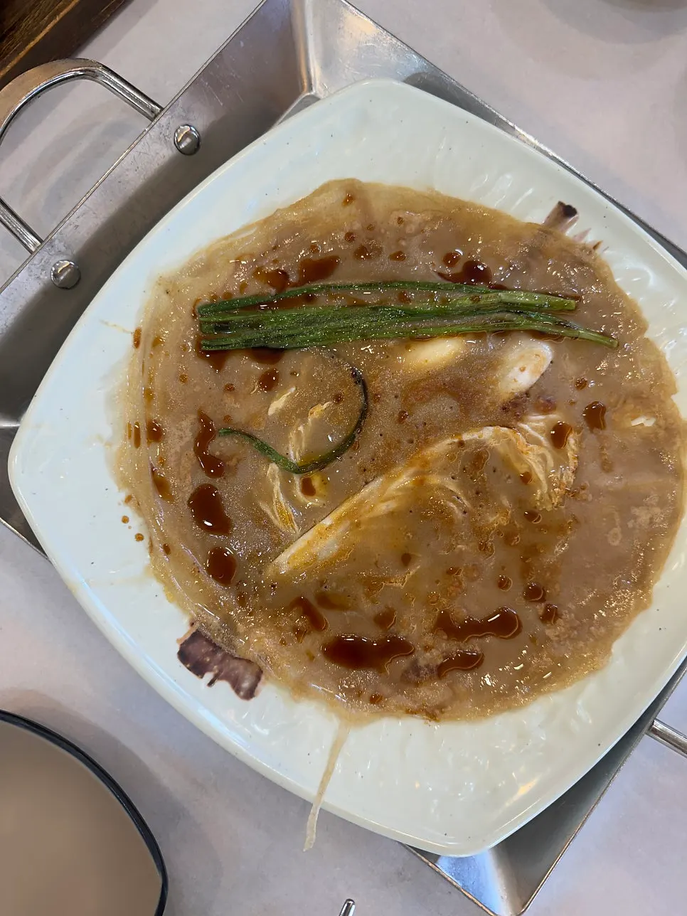 A slice of cabbage buckwheat pancake