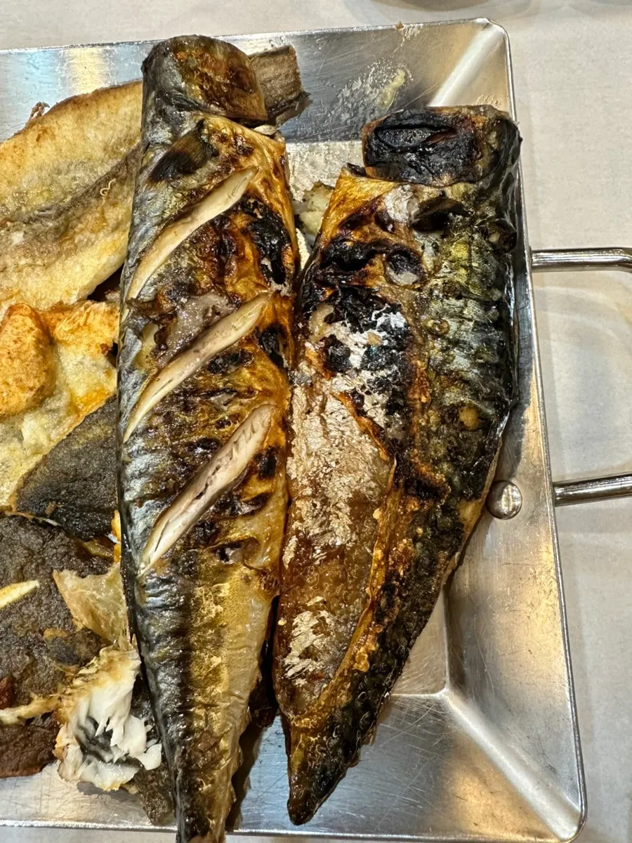 Close-up of flaked grilled bottom cod