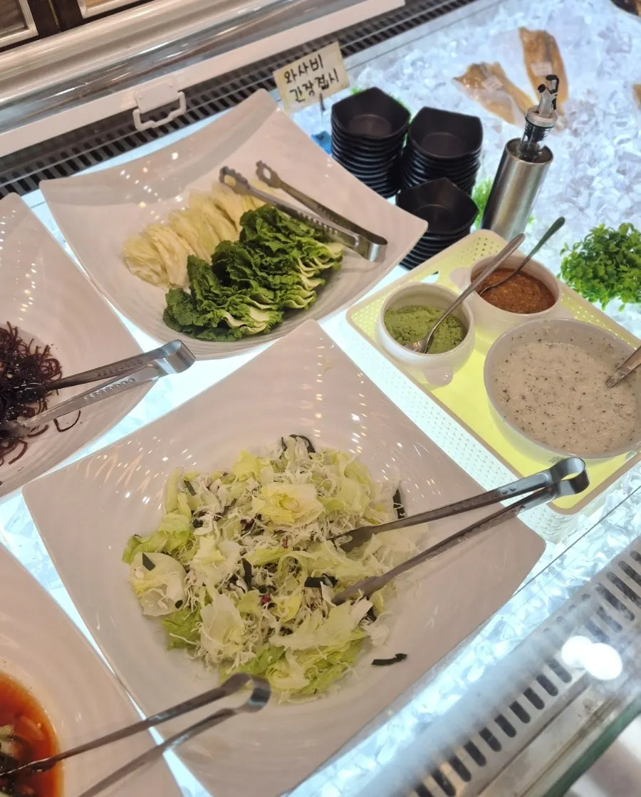 Banchan corner of the self-bar at Min Cook Apbadang