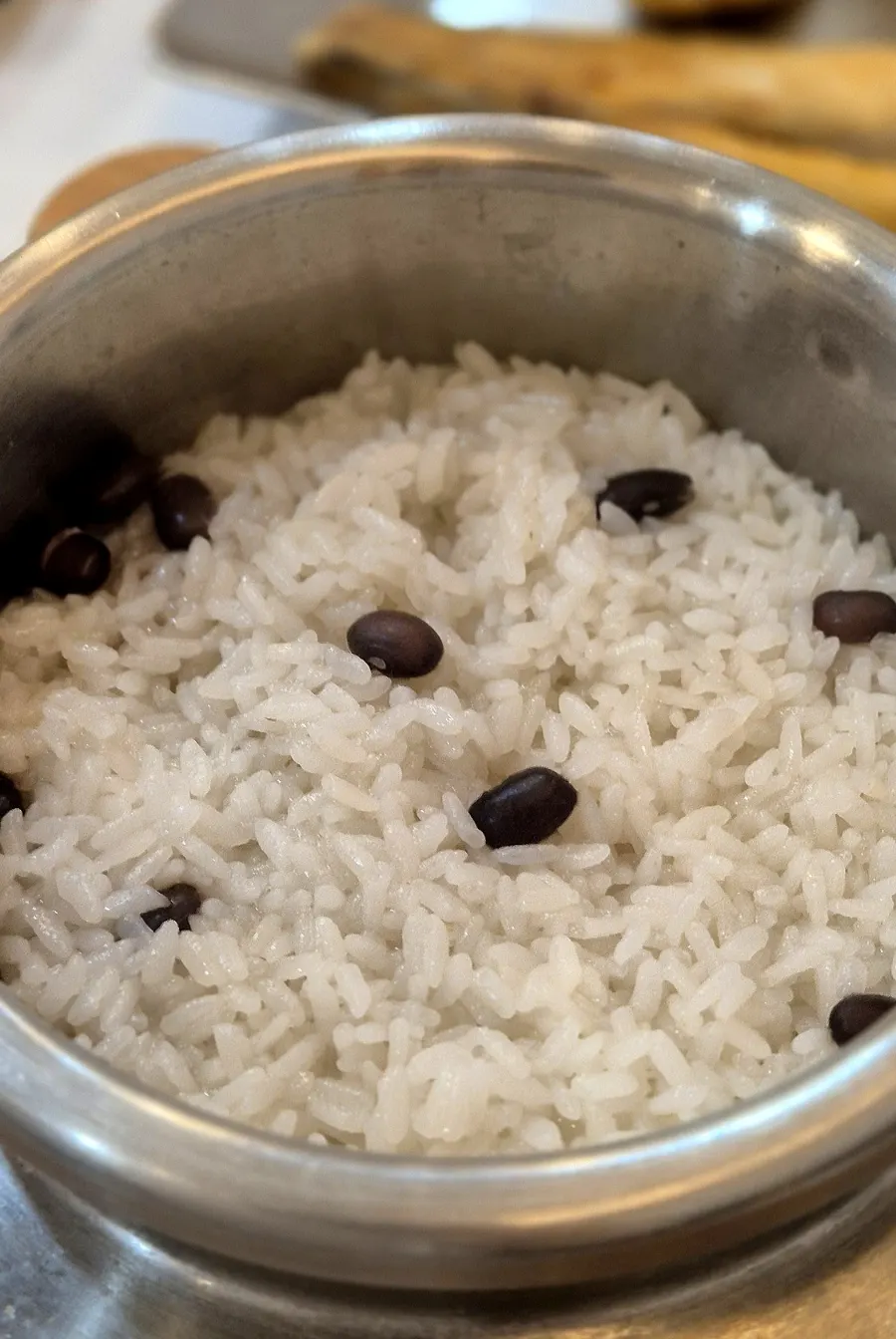 Stone pot rice scooped into a bowl