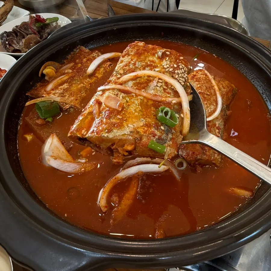 Two-person portion of braised cutlassfish ordered by the family