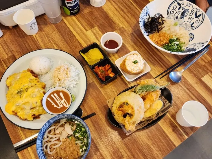 Ordered dishes set out on the table