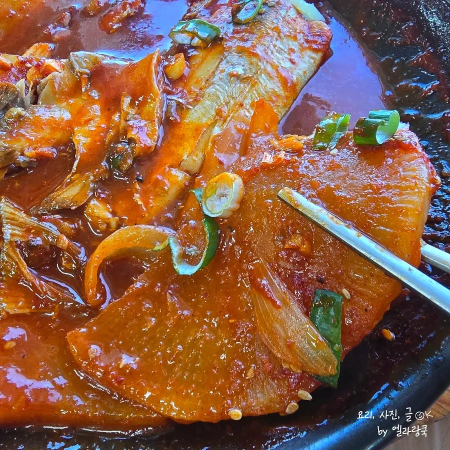 Braised cutlassfish at Seongsan Bada Punggyeong with a sea view near Seongsan Ilchulbong