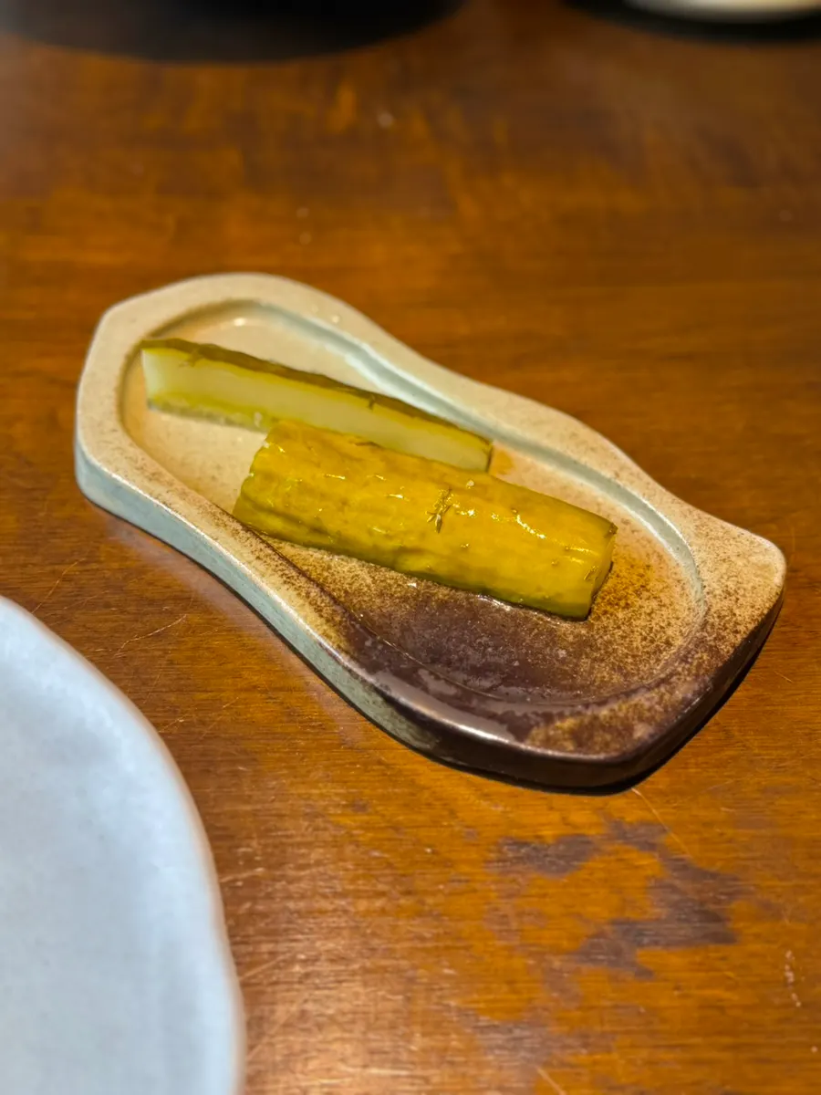 Pasta and house-made pickles course