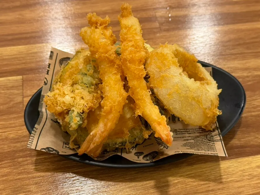 Assorted fried shrimp and vegetables
