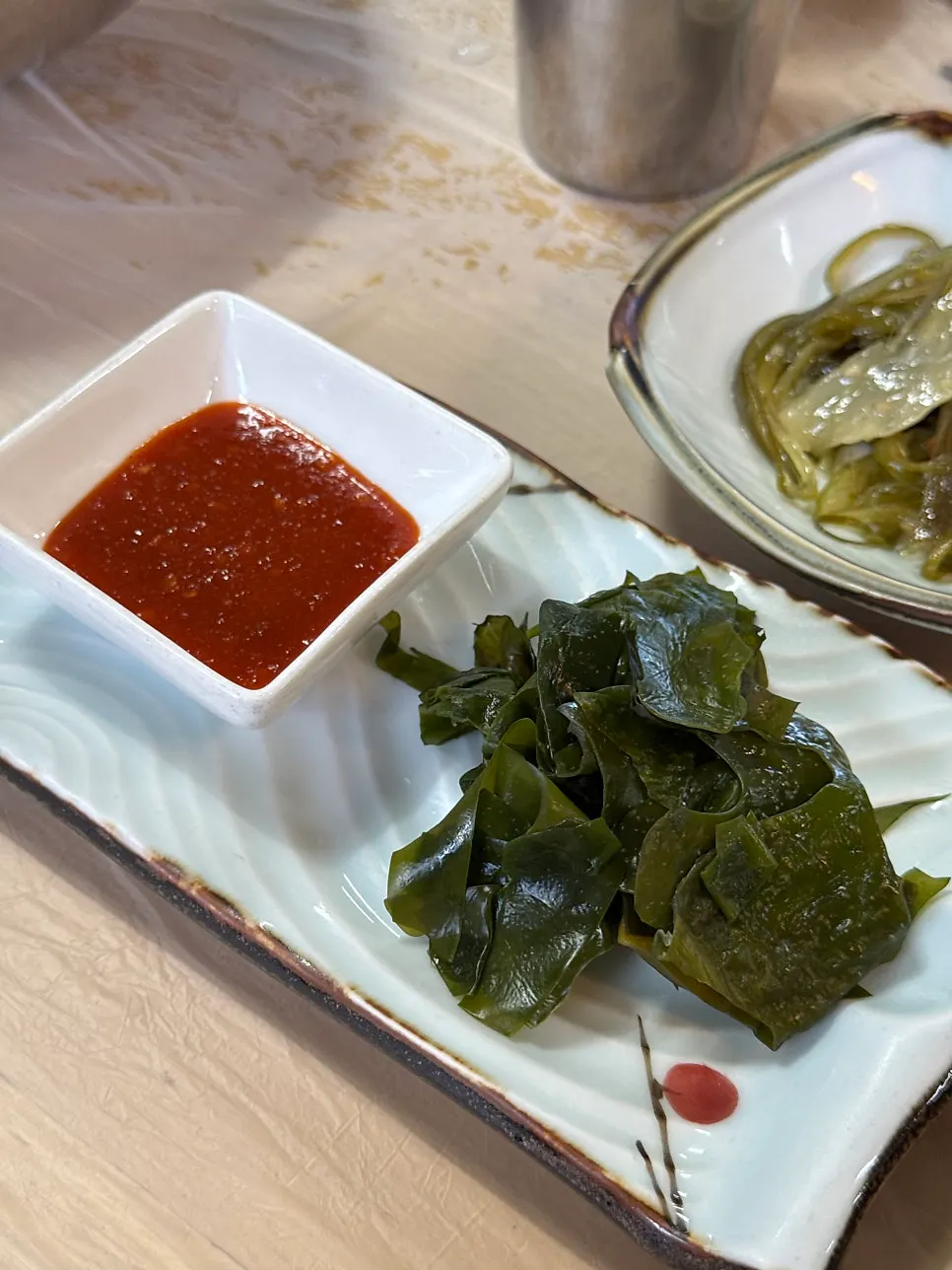 Plate of seasonal seaweed side dish at Seongsan Bada Punggyeong