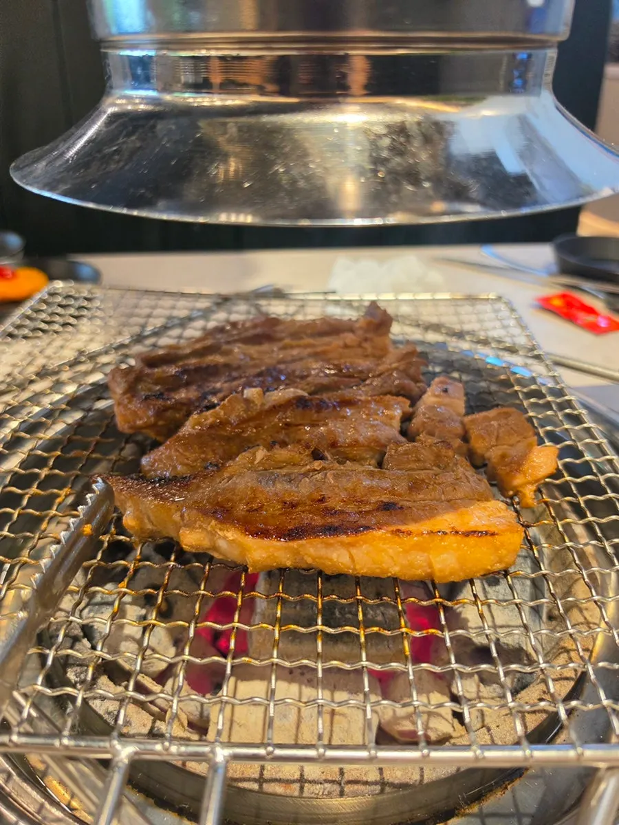 Ribs grilling on the tabletop grill
