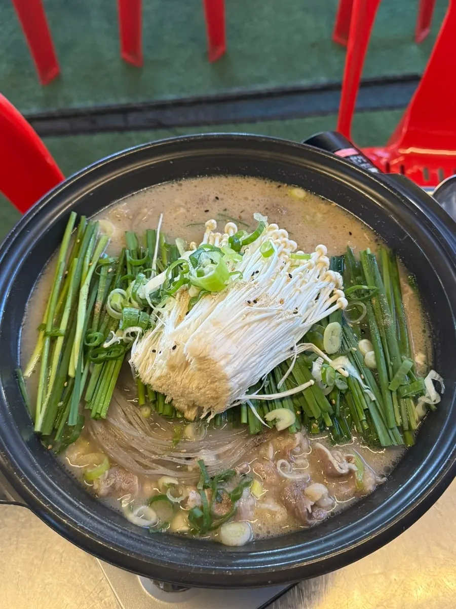 A pot of Korean beef bone tendon hot pot, already boiled