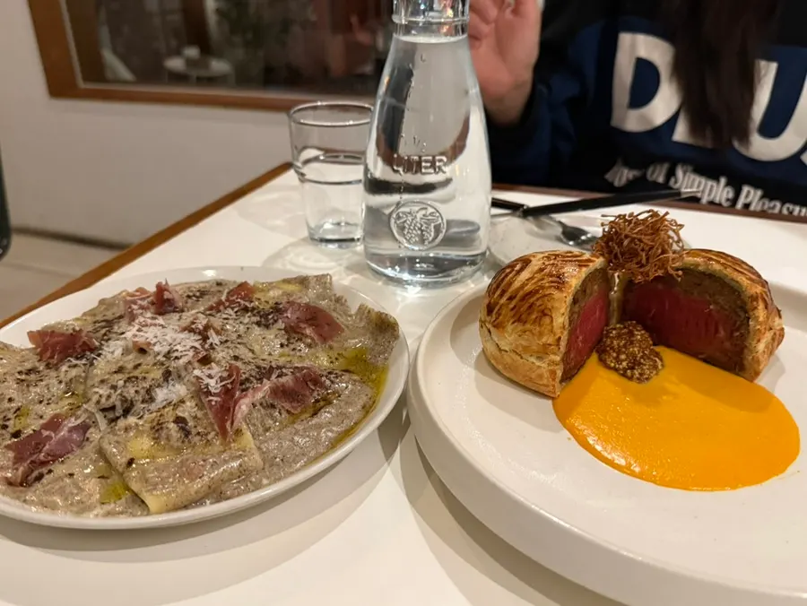 Cross-section of the medium-cooked Beef Wellington