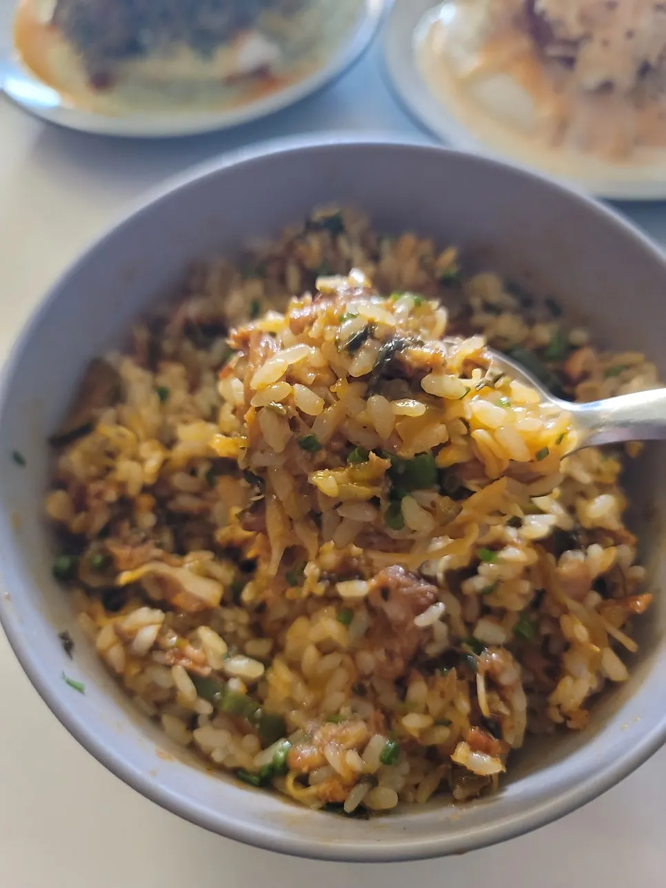 Braised pork rice bowl mixed with toppings