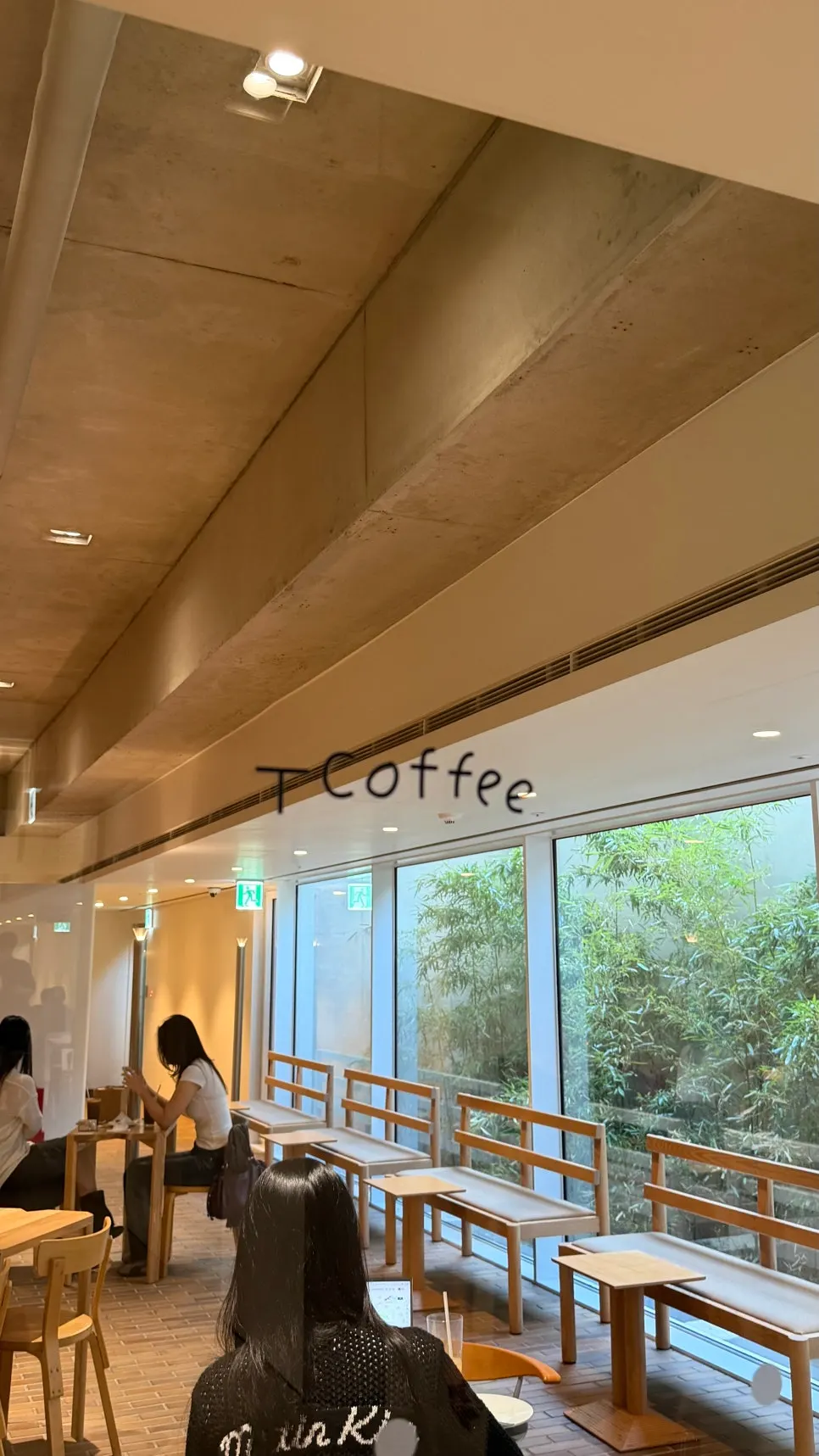 Window wall letting natural light into the basement café