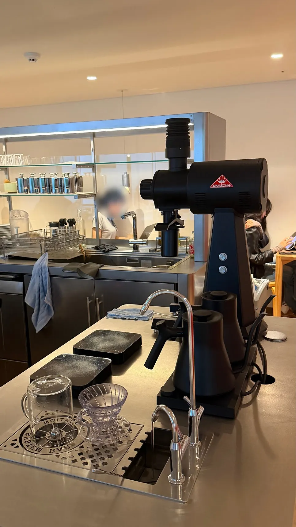 Hand-drip brewing equipment on the counter