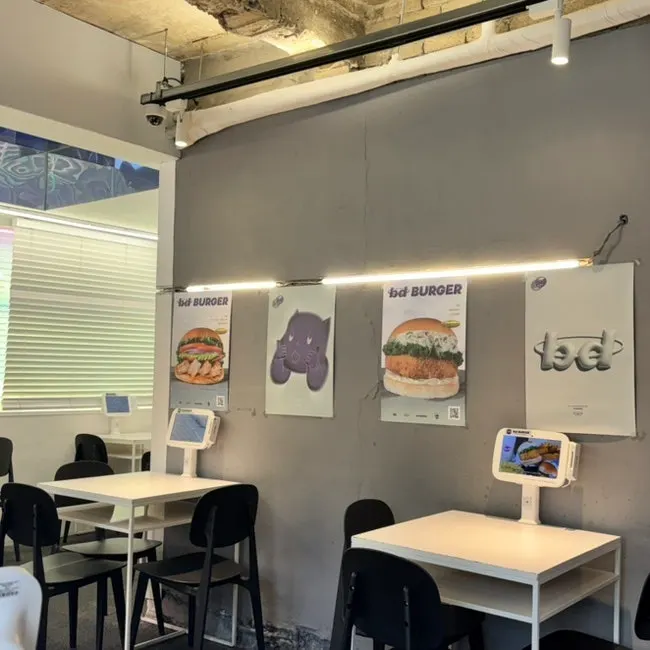 Interior of bd Burger Seongsu with quirky props