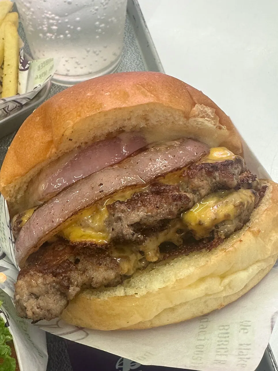 Wasabi shrimp burger with whole shrimp