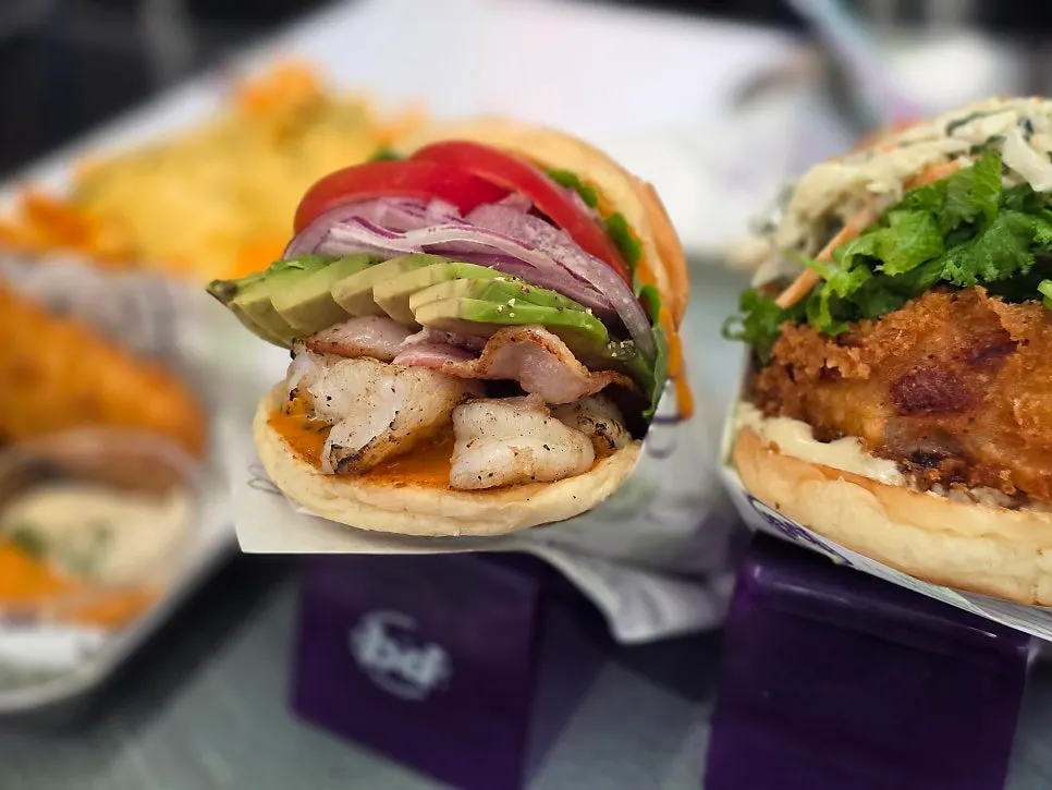 Cross-section of the Grilled Shrimp Avocado Burger