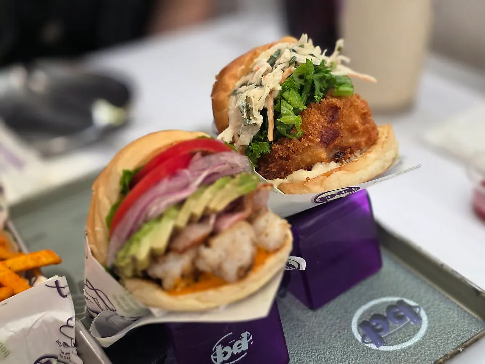 Wasabi Shrimp Burger with its fried shrimp patty