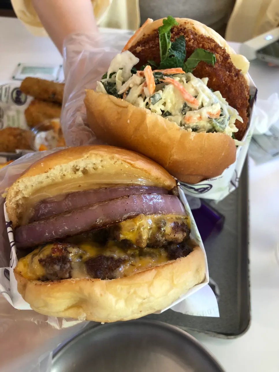 Double cheese burger with thick double patties