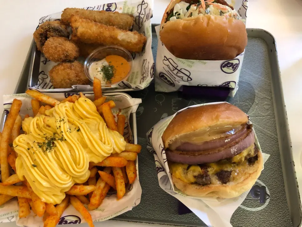 Two different burger combinations