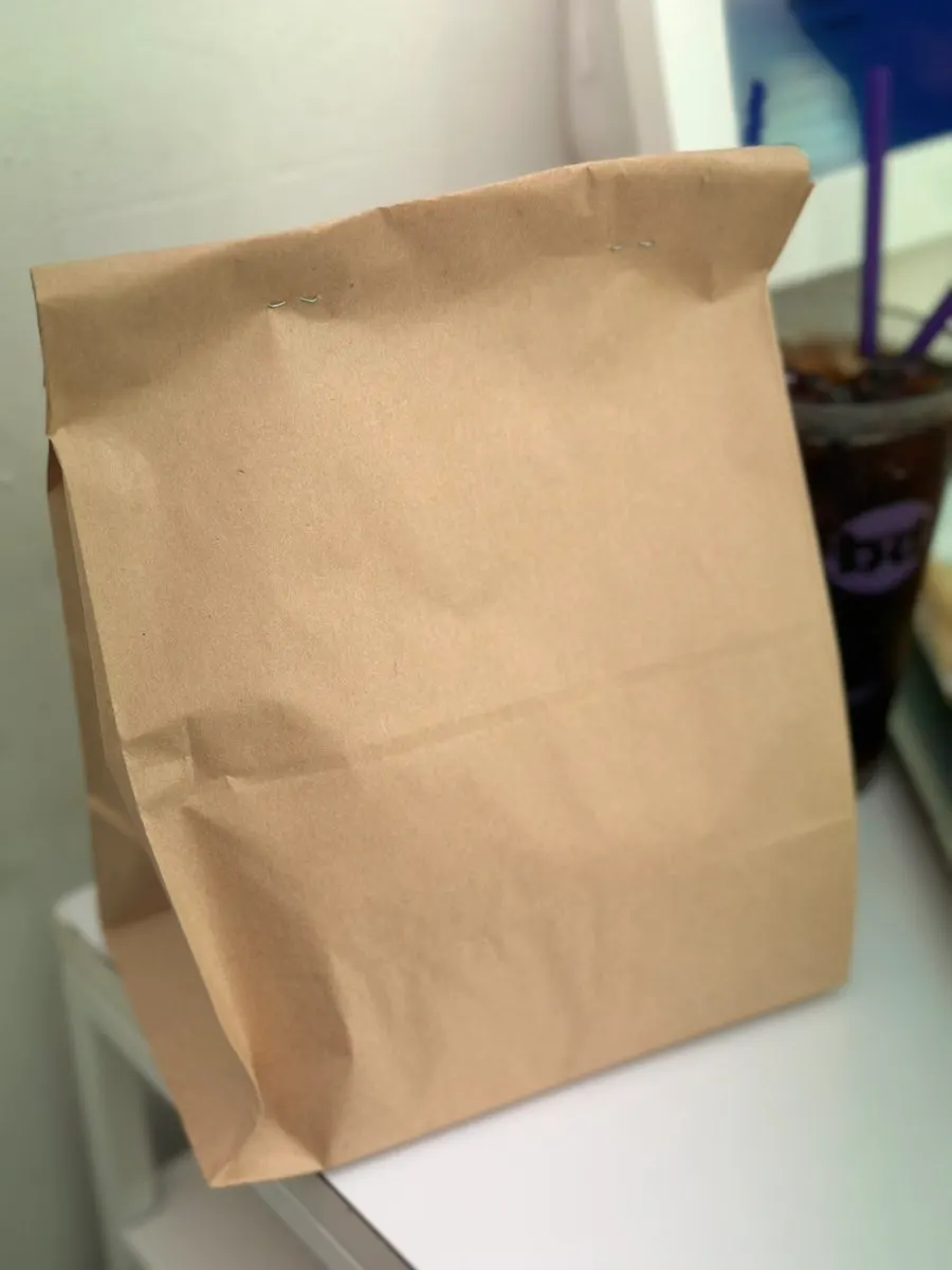 Takeout package of burgers for the parents