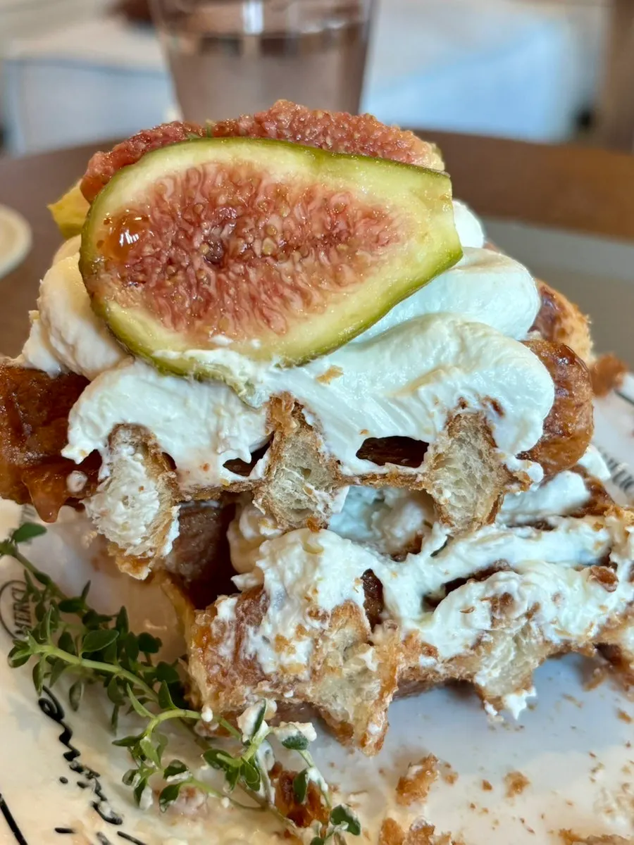 Thick waffles with fresh fig topping