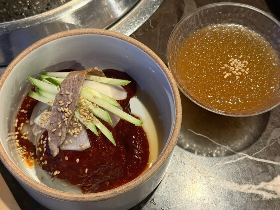 Beef brisket and grilled abalone course
