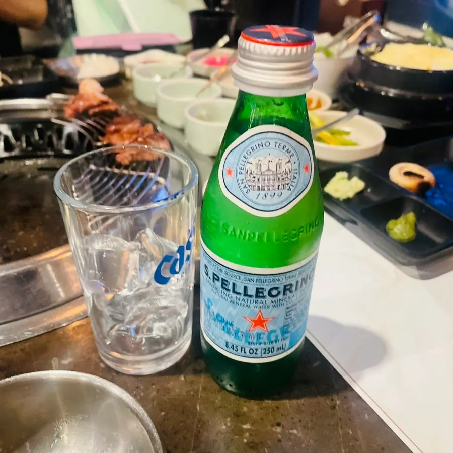 Sparkling water ordered with the meal