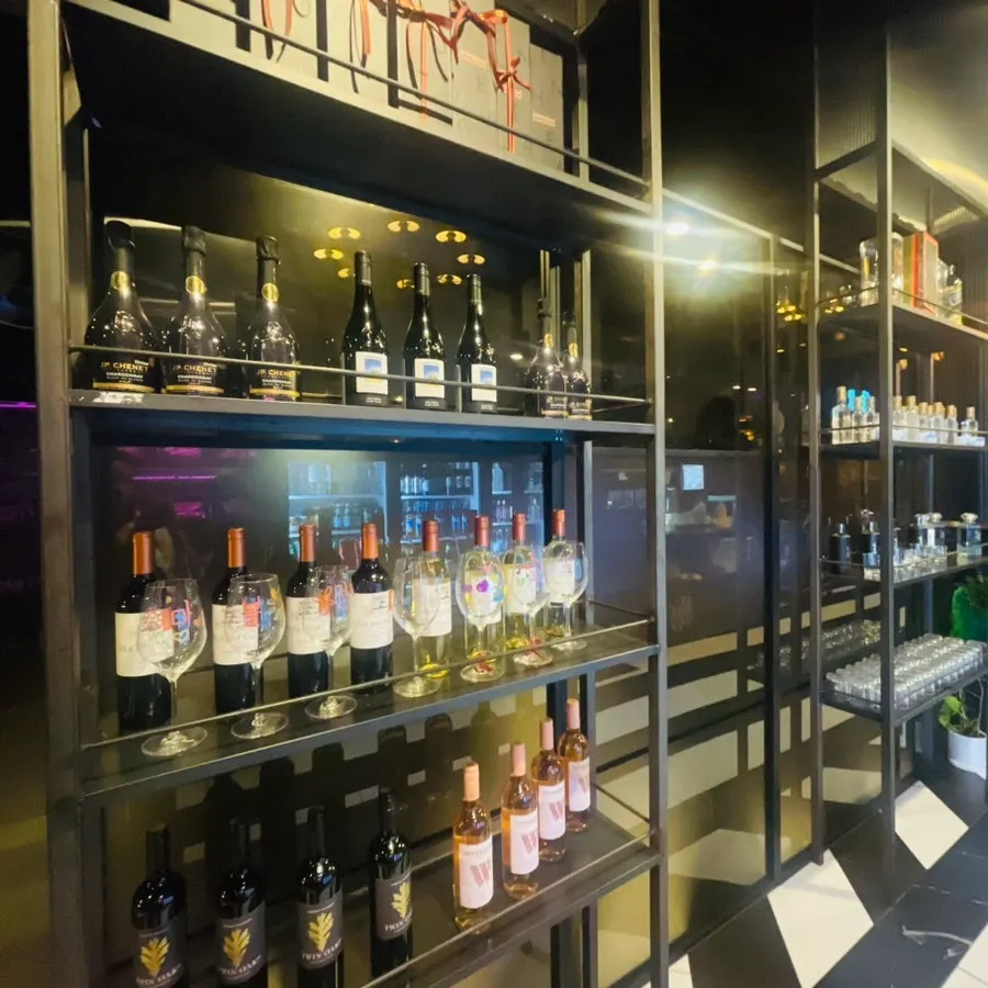 Wine display inside the restaurant