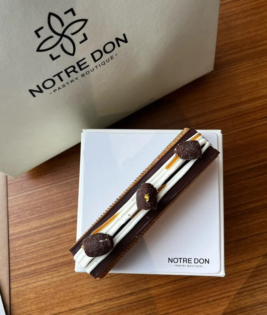 Two slices of Notldun cake taken out at home