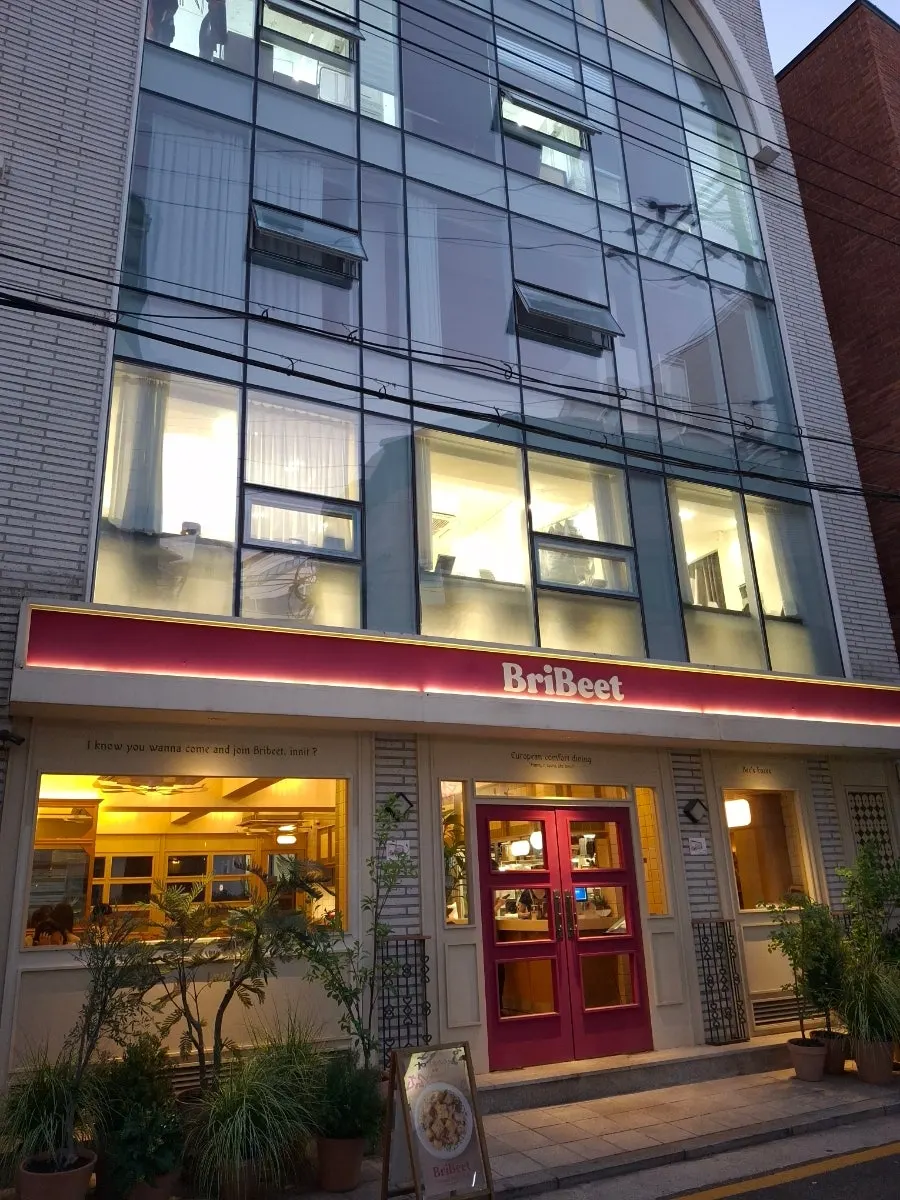 Exterior of Brivite Seongsu with a European restaurant feel