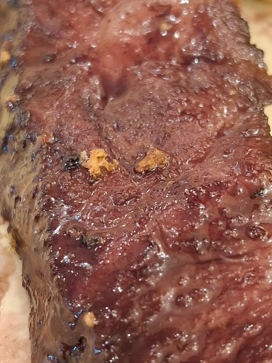Brivite steak topped with cheese