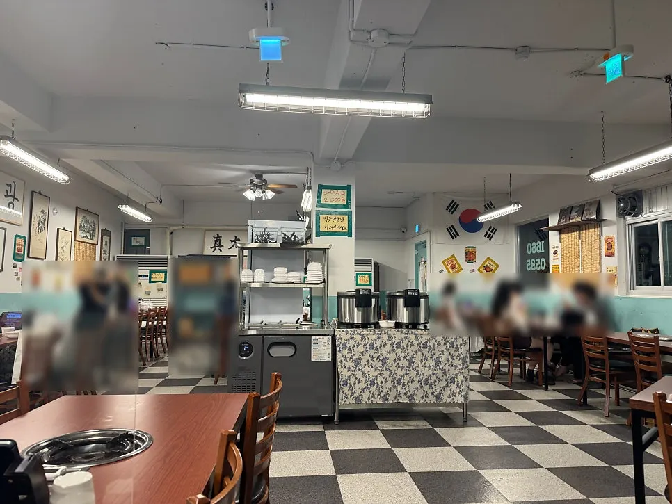 Spacious, clean interior with a retro atmosphere