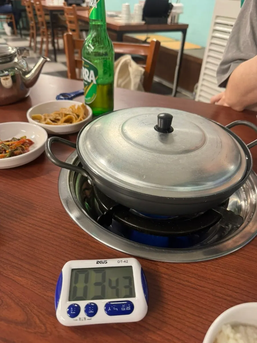 Pot of 2-person budae jjigae before cooking