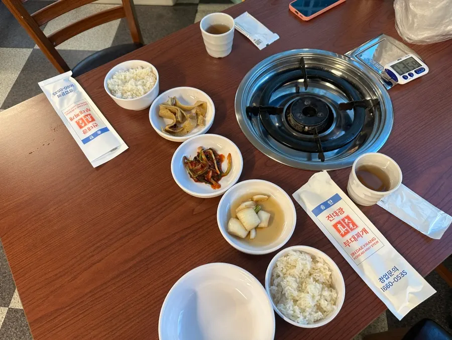 Rice served alongside the side dishes