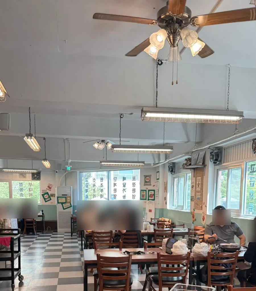 Restaurant interior with a U.S. military base-inspired feel