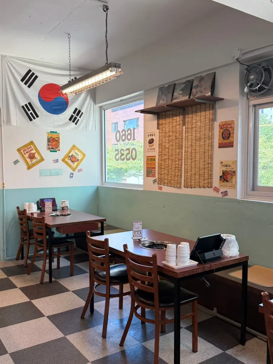 Restaurant interior during weekend lunch