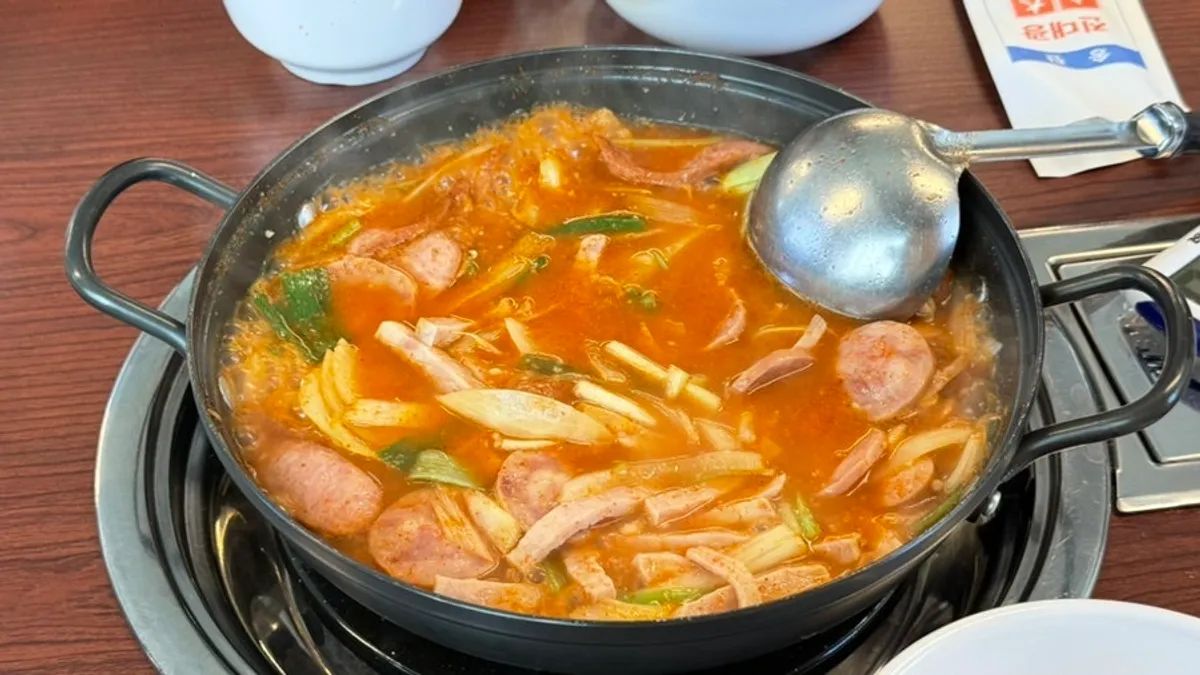 Budae jjigae packed with sausages