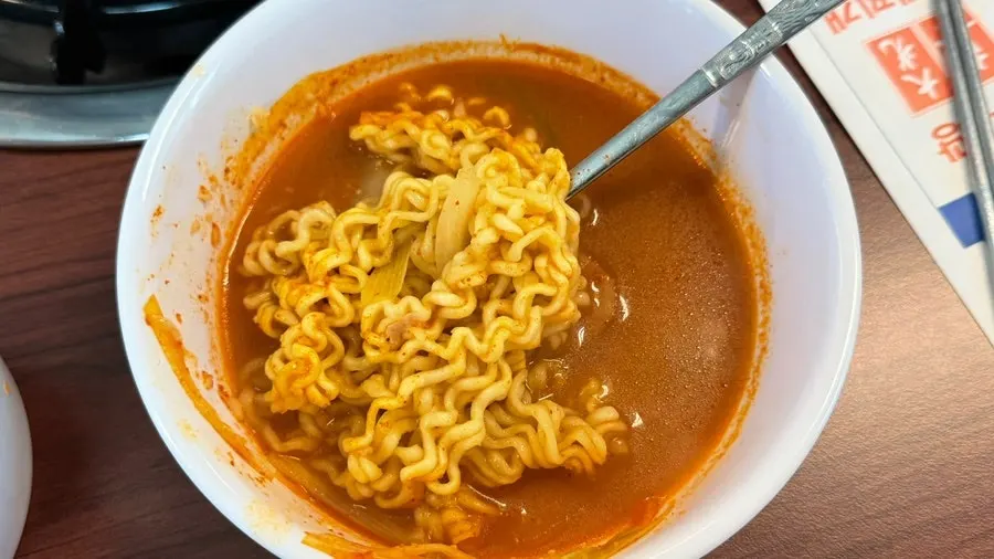 Budae jjigae served with rice