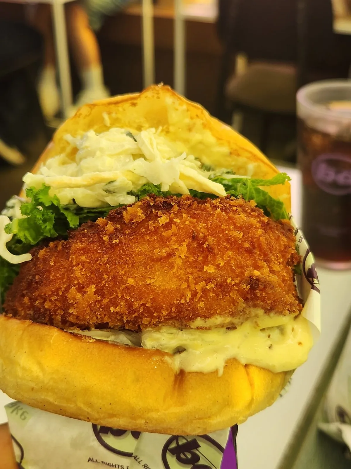 Big-size wasabi shrimp burger