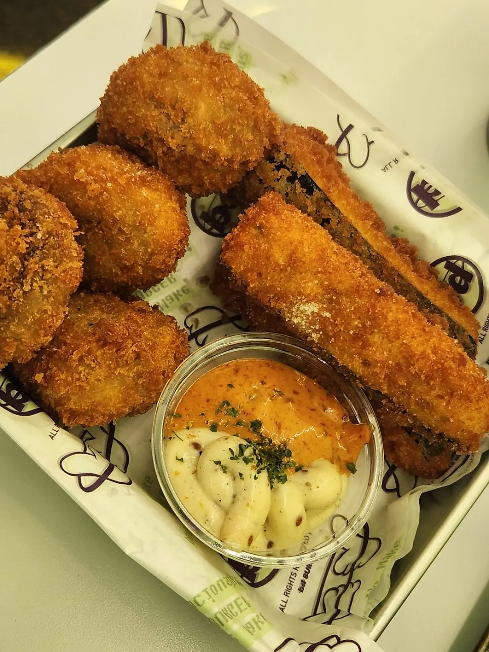 Eggplant and whole mushroom fritters