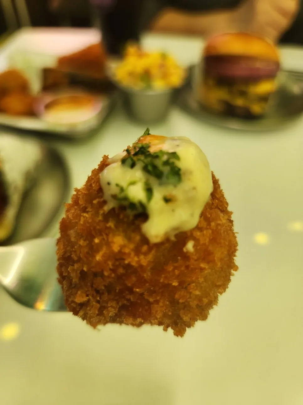 Crisp eggplant and whole mushroom fritters