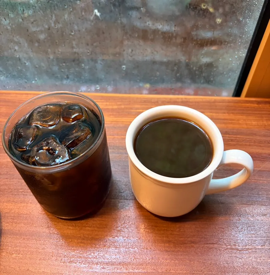 Iced Dutch americano served alongside the soufflé
