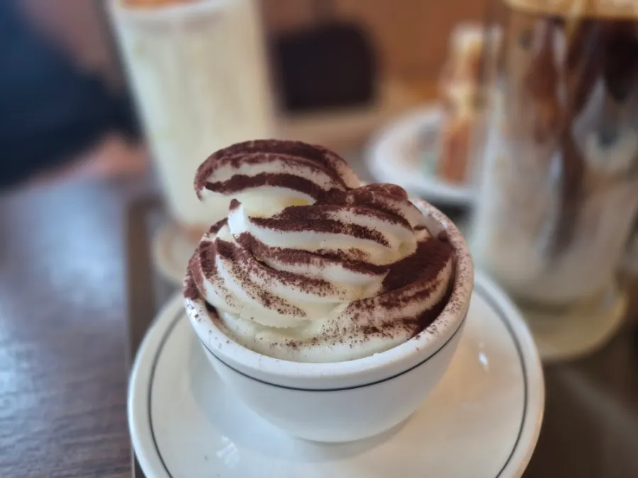 Croffle dessert served with coffee