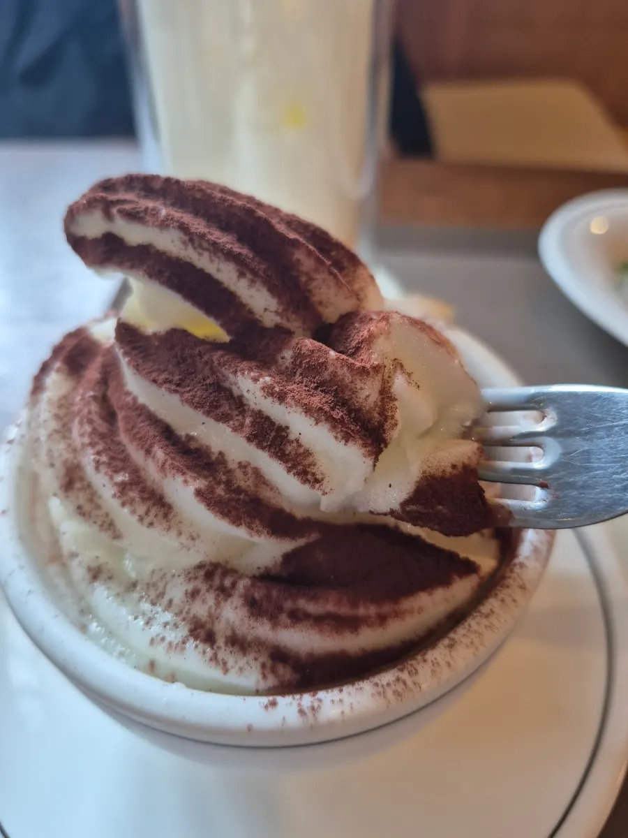 Croffle dessert served with coffee