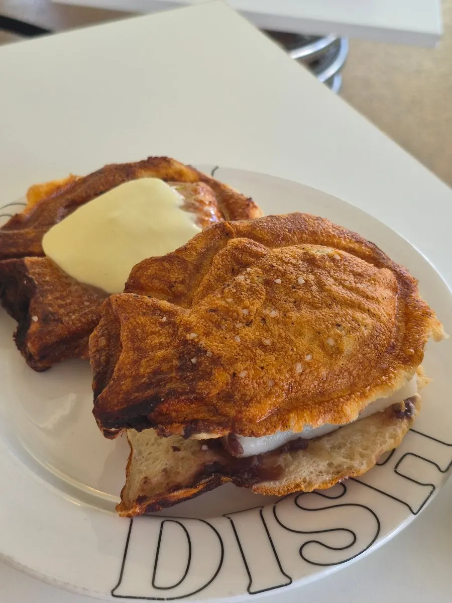 Plate of freshly baked warm salted taiyaki