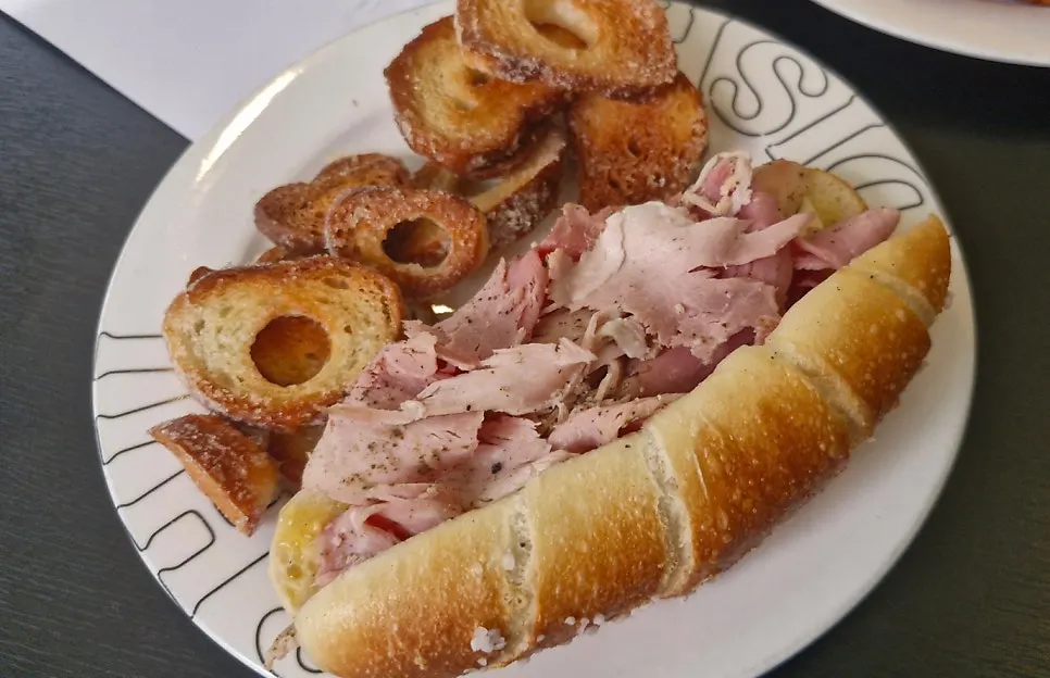 Jambon beurre salt-bread sandwich and rusk