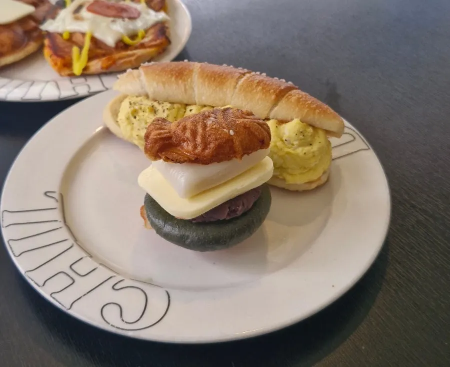 Egg mayo sandwich and Mammoth salt bread