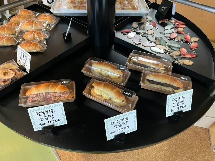 Display case of salted bread at Childish