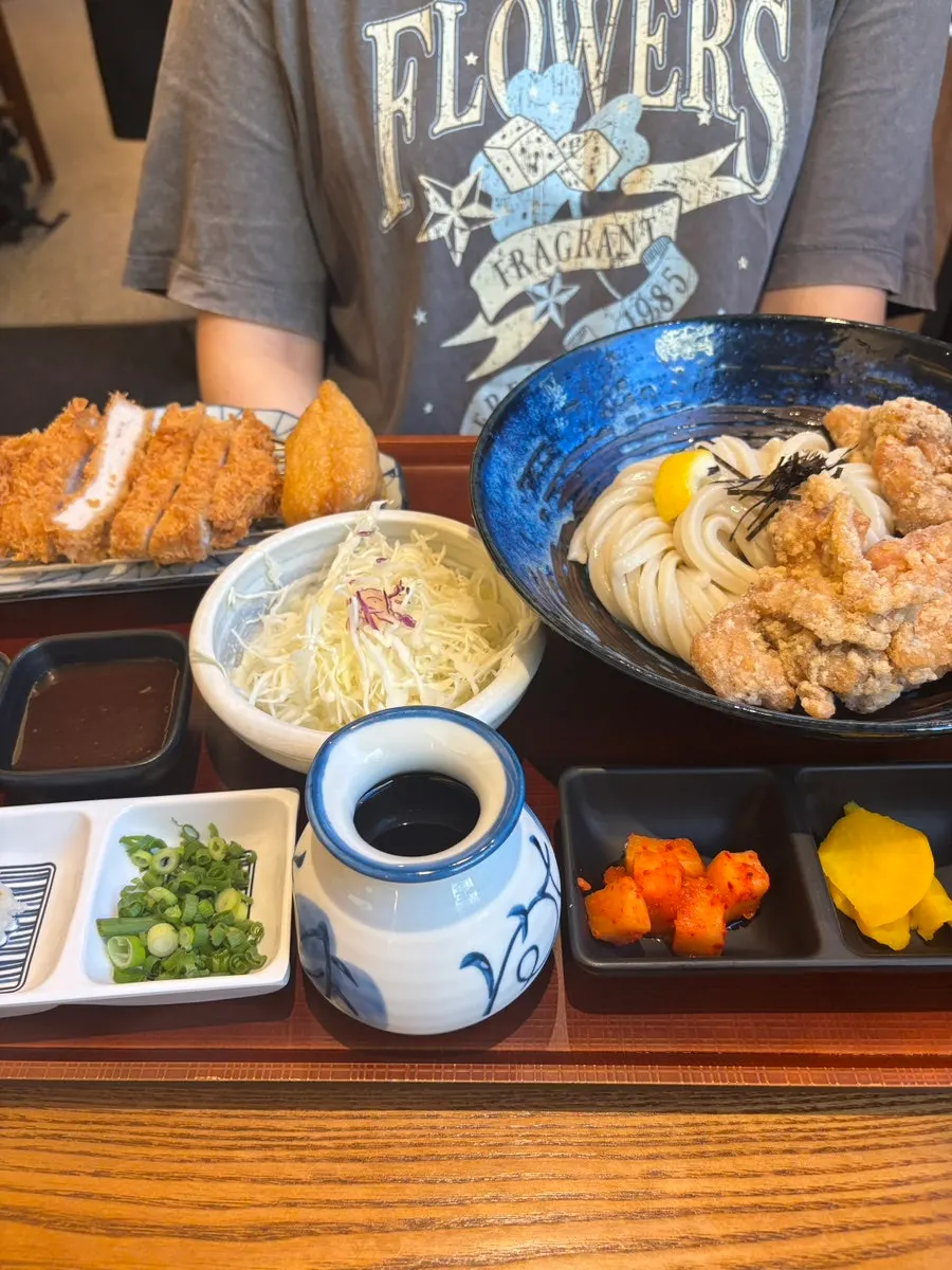 Menu board for udon and katsu sets at Kosi Seongsu Branch